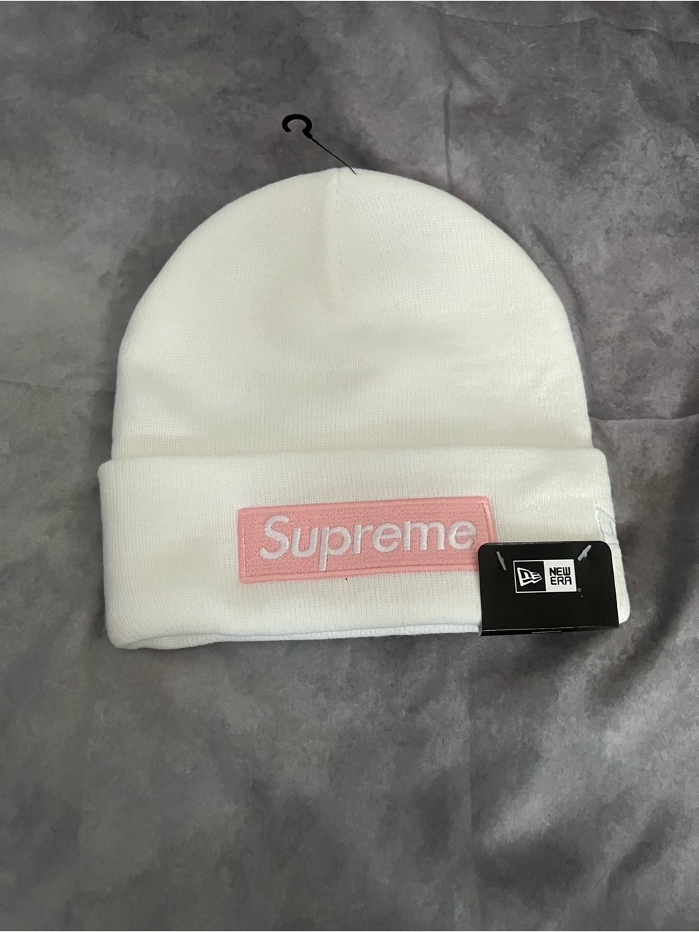 White and Pink Supreme Beanie
